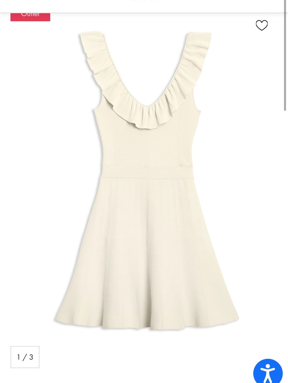 Ted Baker London Cream Ruffle V-Neck Fit & Flare Dress